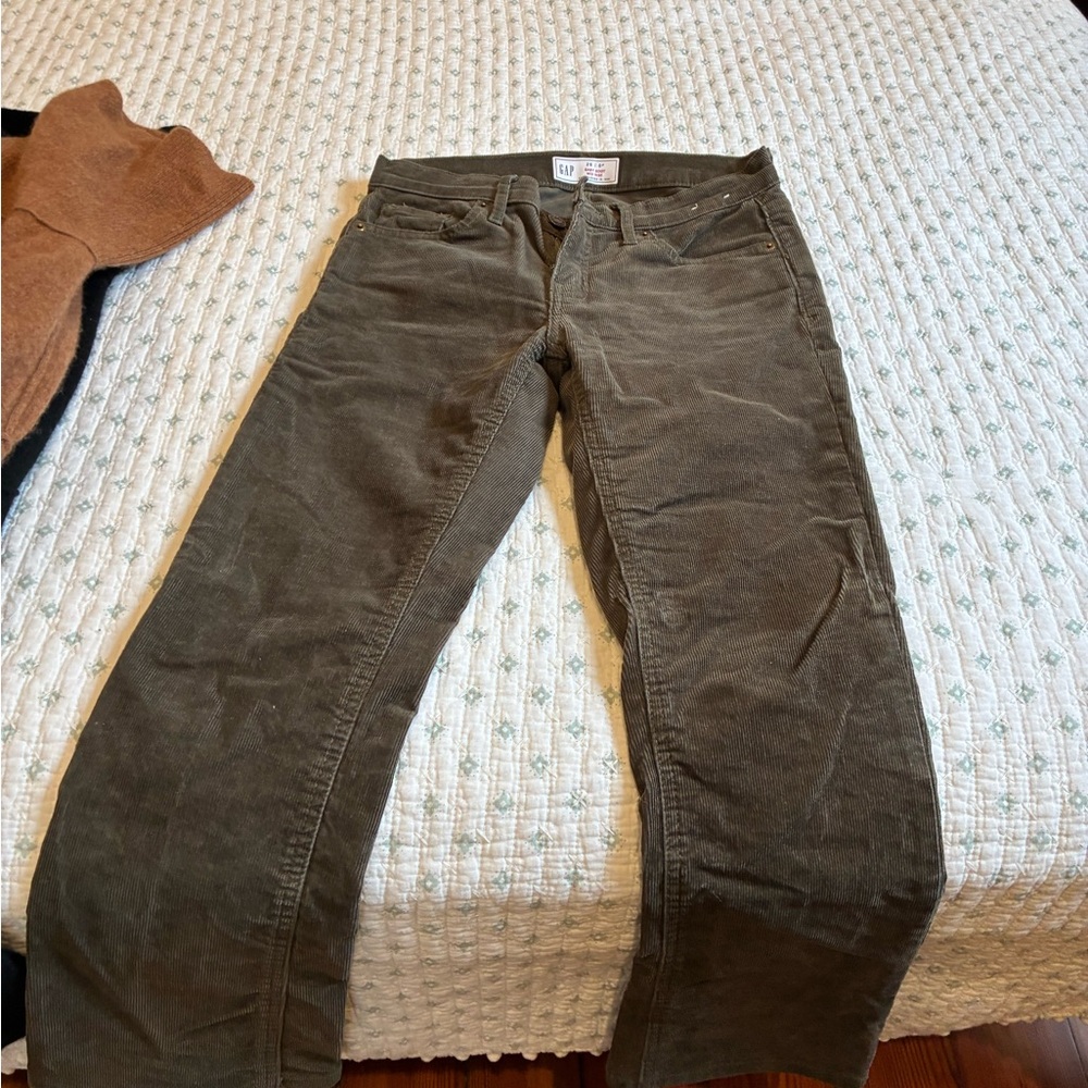 GAP Women's Olive Corduroy Flare Pants